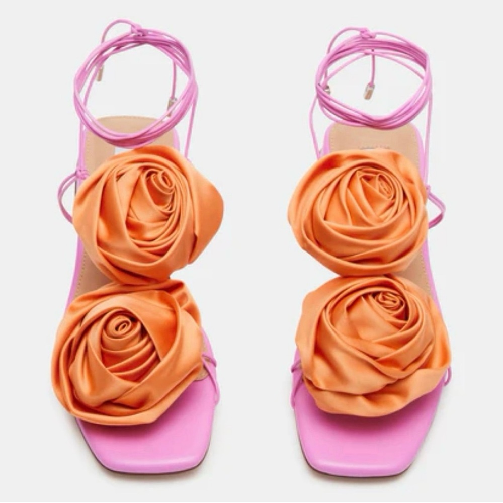 Women’s Lace-up Embellished Rosalind Pink Multi Rose Steve Madden Sandals